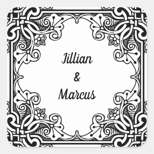 Personalisierte Hochzeitsticker Quadratischer Aufkleber (Vorderseite)