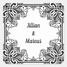 Personalisierte Hochzeitsticker Quadratischer Aufkleber