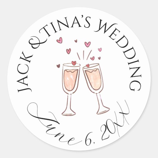 Personalisierte Hochzeitsticker Runder Aufkleber (Vorderseite)