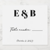 Personalisierte Hochzeitstil- und Datum-Tischnumme Alkoholflaschenetikett (Einzelnes Label)