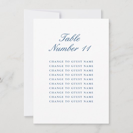 Personalisierte Hochzeitstisch-Nummer Blaue Sitzor (Vorderseite)