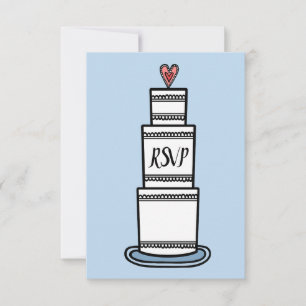 Personalisierte Hochzeitstorte Illustration RSVP Einladung
