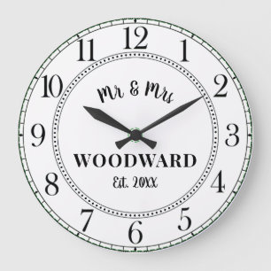 Personalisierte Hochzeitsuhr für Frischvermählte G Große Wanduhr