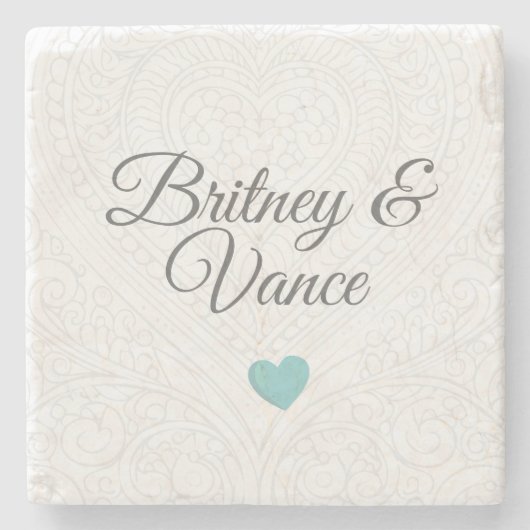 Personalisierte Hochzeitsuntersetzer Steinuntersetzer (Vorderseite)