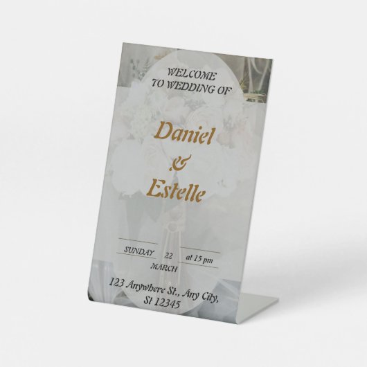 personalisierte Hochzeitswelcom Sockelschild (Vorderseite)