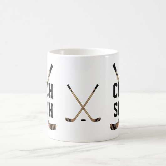 Personalisierte Hockey Coach Sticks und Puck Kaffeetasse (Mittel)