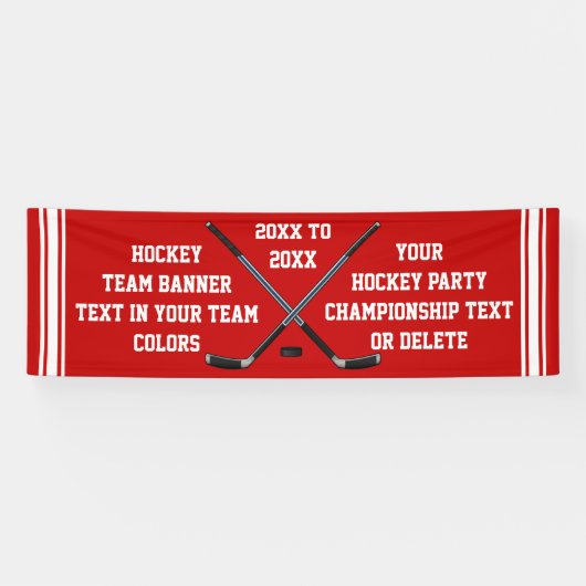 Personalisierte Hockey-Fahne, IHR TEXT und FARBEN Banner (Horizontal)