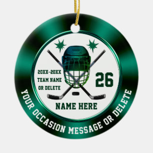 Personalisierte Hockey-Ornamente für Spieler, Keramik Ornament