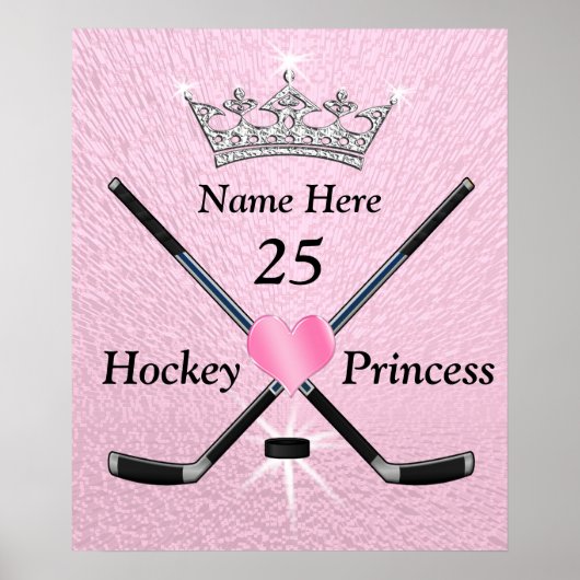 Personalisierte Hockey-Poster für Mädchen, Prinzes Poster (Vorne)