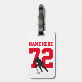 Personalisierte Hockey-Spielernummer Gepäckanhänger (Rückseite vertikal)