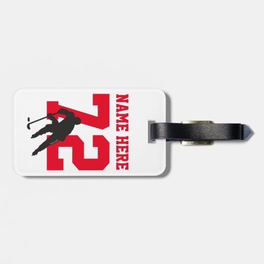 Personalisierte Hockey-Spielernummer Gepäckanhänger (Rückseite horizontal)