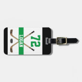 Personalisierte Hockey-Spielernummer Grün Gepäckanhänger (Vorderseite horizontal)
