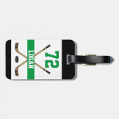 Personalisierte Hockey-Spielernummer Grün Gepäckanhänger (Rückseite horizontal)