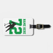 Personalisierte Hockey-Spielernummer grün Gepäckanhänger (Vorderseite horizontal)