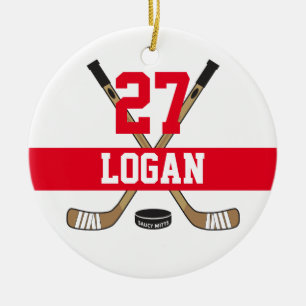 Personalisierte Hockey-Spielernummer Keramik Ornament