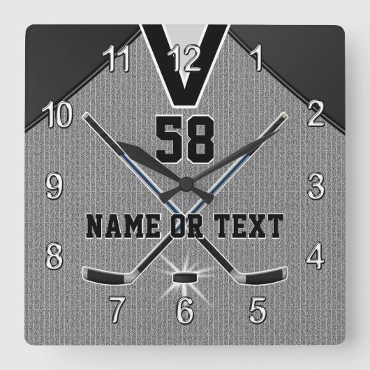 Personalisierte Hockey-Uhr-Geschenke für Quadratische Wanduhr (Vorderseite)