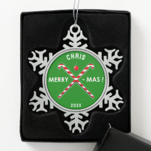 Personalisierte Hockeygeschenke Schneeflocken Zinn-Ornament
