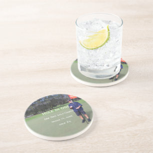 Personalisierte Hole In One Man Cave Lodge Unterse Sandstein Untersetzer