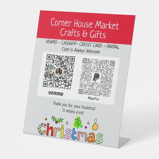 Personalisierte Holiday Craft Show Idee Venmo Sockelschild (Vorderseite)