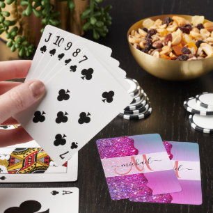Personalisierte holografische Iridescent-Pink-Mono Spielkarten