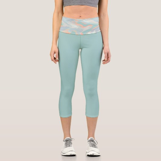 Personalisierte Holographische Camouflage Capri Leggings (Vorderseite)