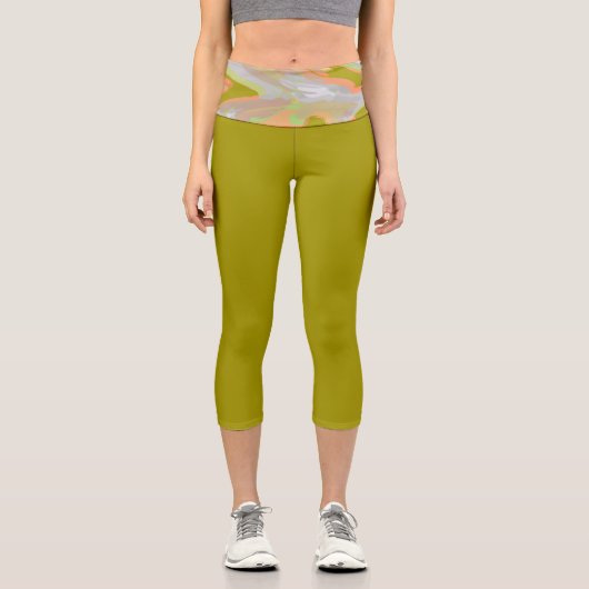 Personalisierte Holographische Camouflage Capri Leggings (Vorderseite)