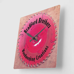 Personalisierte Holzbearbeitung Roter Kreissäge B Quadratische Wanduhr