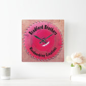 Personalisierte Holzbearbeitung Roter Kreissäge Bl Quadratische Wanduhr (Zuhause)