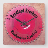 Personalisierte Holzbearbeitung Roter Kreissäge Bl Quadratische Wanduhr (Vorderseite)