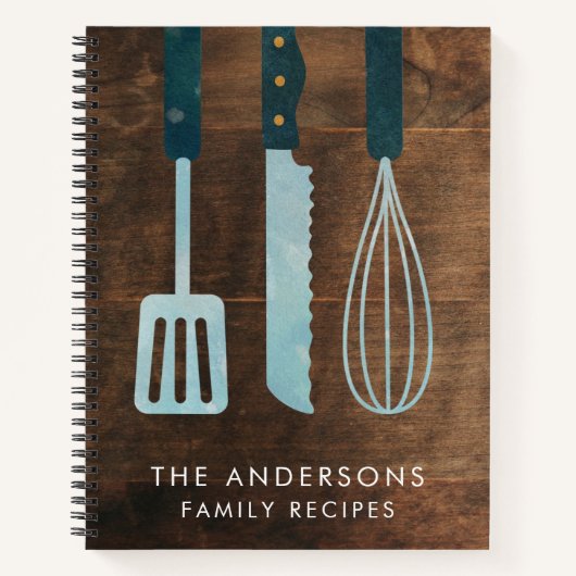 Personalisierte Holzküche Utensils Rezept Buch (Vorderseite)