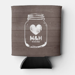 Personalisierte Holzmason Glas Hochzeit kann Kühle Dosenkühler