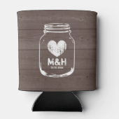 Personalisierte Holzmason Glas Hochzeit kann Kühle Dosenkühler (Rückseite)