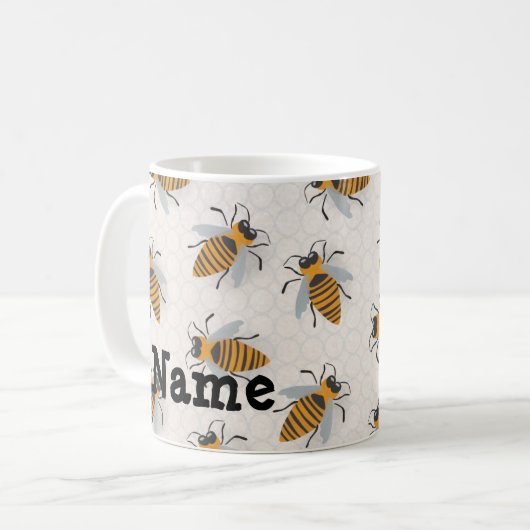 Personalisierte Honey Bees Hive Design Coffee Tass Kaffeetasse (Vorderseite Links)