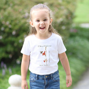 Personalisierte Honigbiene rote Blumengestaltung Kleinkind T-shirt