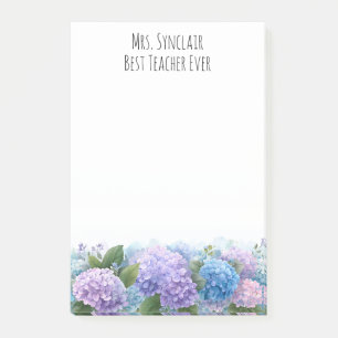 Personalisierte Hortensien-Blumen-Lehrerin Danksag Post-it Klebezettel