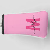 Personalisierte Hot Pink Monogramm Name Golf Headcover (Vorderseite)