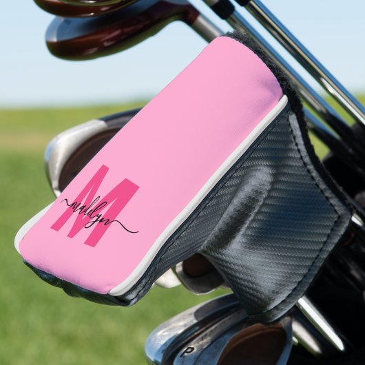 Personalisierte Hot Pink Monogramm Name Golf Headcover