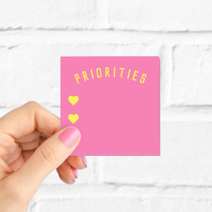 Personalisierte Hot-Pink-Prioritäten-Notizzettel Post-it Klebezettel