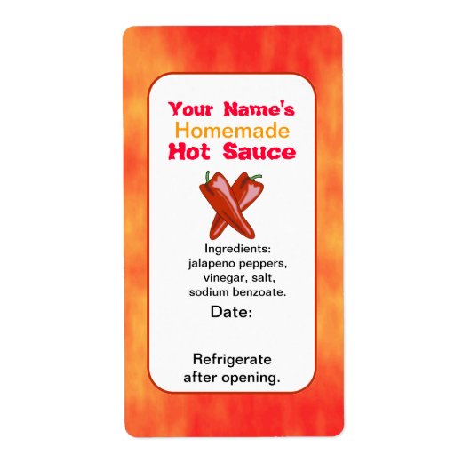 Personalisierte Hot Sauce Labels Template Chilies  (Vorne)