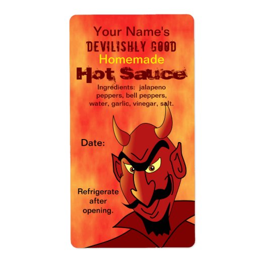 Personalisierte Hot Sauce Labels Template Devil Lä (Vorne)