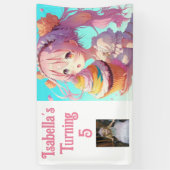 Personalisierte Hübsche Anime Girl Rosa und Blau Banner (Vertikal)