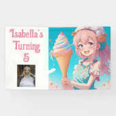 Personalisierte Hübsche Anime Ice Creme Geburtstag Banner (Horizontal)