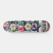 Personalisierte Hübsche Aquarellfarben-Blume Monog Skateboard (Horizontal)
