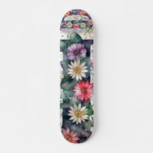 Personalisierte Hübsche Aquarellfarben-Blume Monog Skateboard