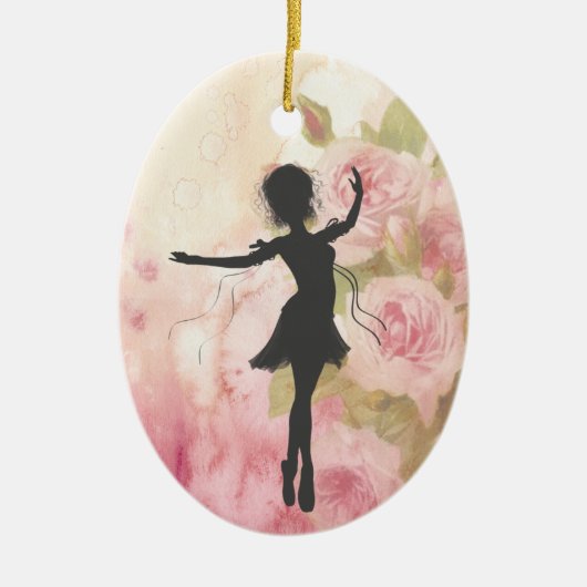 Personalisierte Hübsche Ballerina in Rosengarten B Keramik Ornament (Vorne)