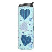 Personalisierte Hübsche blaue Herzen Tumbler Thermosbecher (Nach links gedreht)
