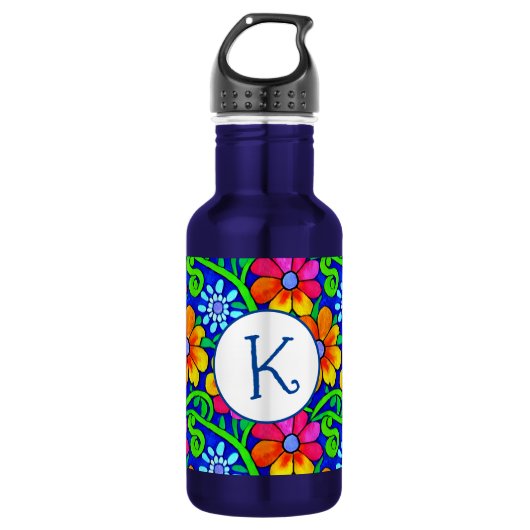 Personalisierte Hübsche Blüte Edelstahlflasche (Vorderseite)