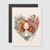 Personalisierte Hübsche Blütendame Magnetkarte (Vorne/Hinten)