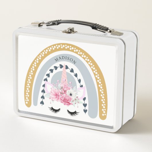 Personalisierte Hübsche Einhornröhre Metall Brotdose (Vorderseite)