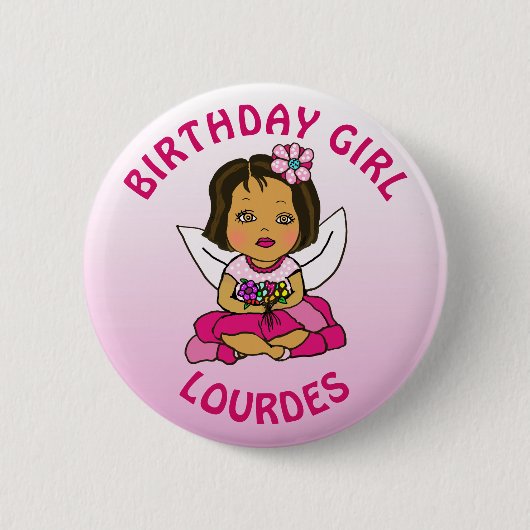 Personalisierte Hübsche Fairy Birthday Girl Button (Vorderseite)